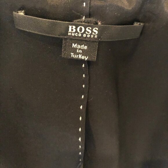 Hugo Boss Classic Notch Collar Lined Pin-Striped Wool Blazer Black Sz 10 - Picture 5 of 5